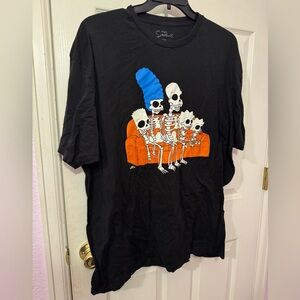 The Simpsons Skeleton Graphic T-Shirt Black Short Sleeve Size 2XL